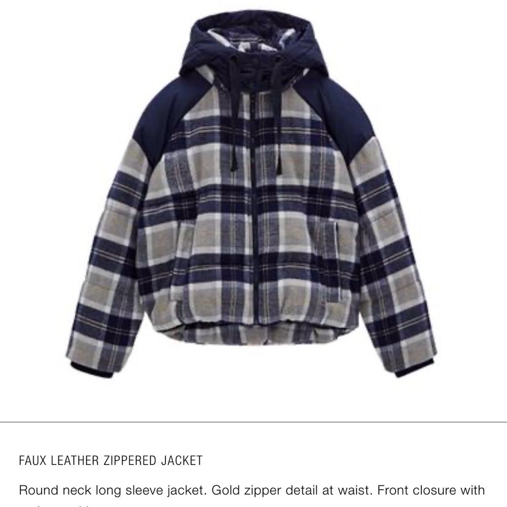 Plaid Zippered Jacket- Zara